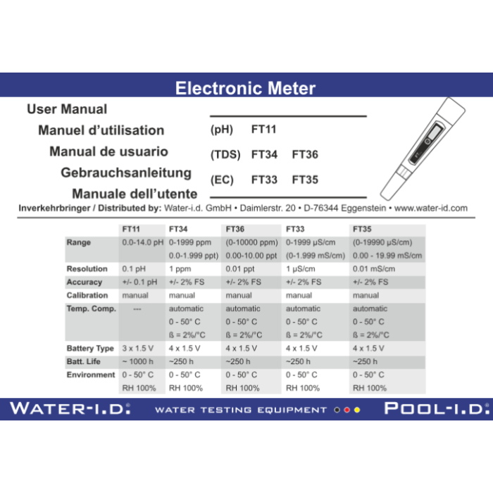 ft 33 electronic ec meter waterproof